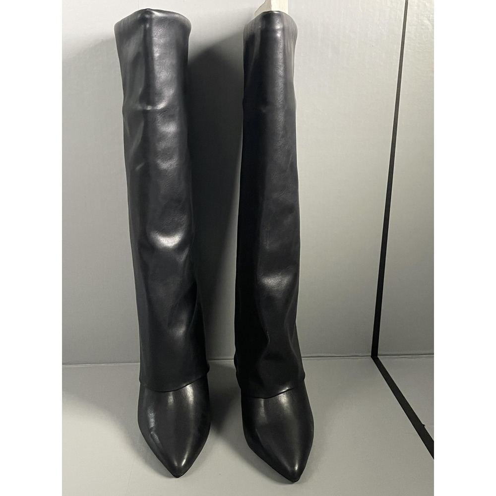 Madden Girl Boots Womens Size 5 Black EVANNDER Knee High Wedge Pointed Toe - Picture 3 of 11